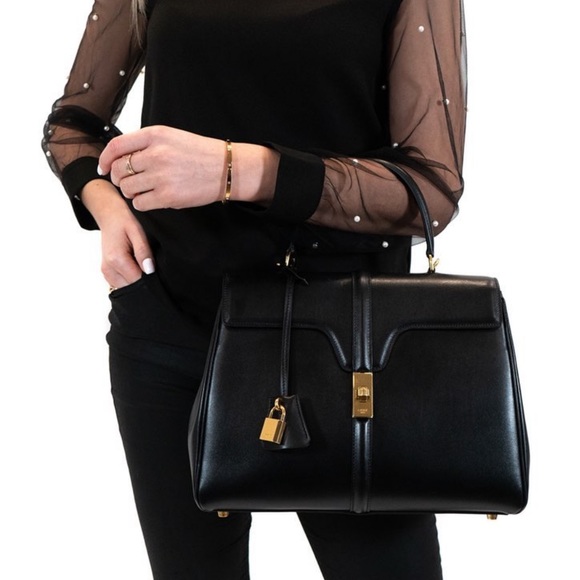 CELINE - CLASSIQUE 16 BAG IN SATINATED CALFSKIN BLACK - Picture 16 of 16
